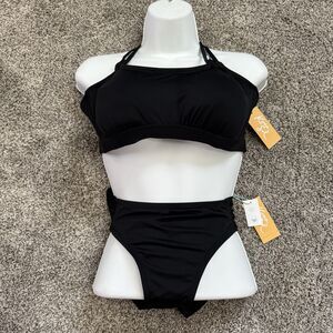 Kona Sol Strappy Bikini Top Size D/DD & Hipster Bottoms Size Large Set NEW